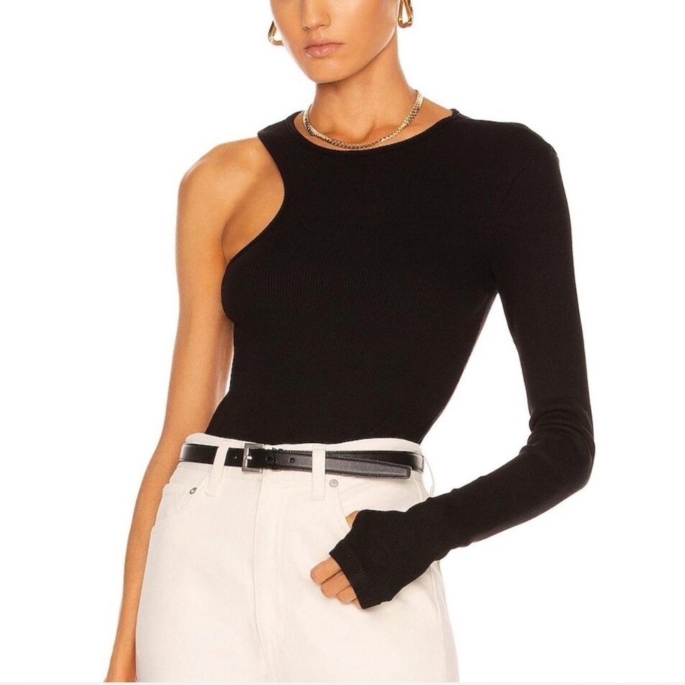 Agolde Bea Cutaway Bodysuit Black Medium